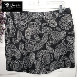 3/$25 Jones New York Black White Stretch Paisley Shorts